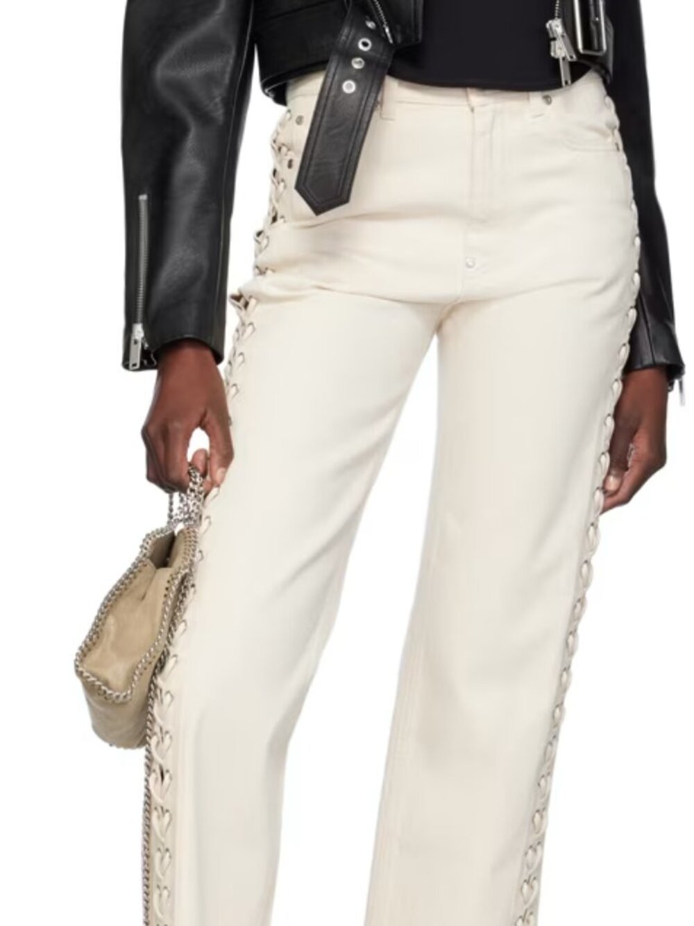 Stella McCartney Cream Lace-Up Jeans 27